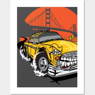 TAXI CAR MONSTER Posters and Art